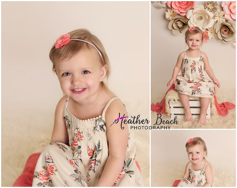Child photos, studio pictures with swing, wood, flowers and teepee