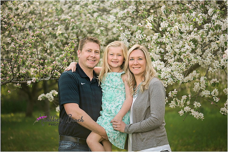 Sun Prairie family photographer, Madison family photographer, spring blossoms, spring pictures, family of 3