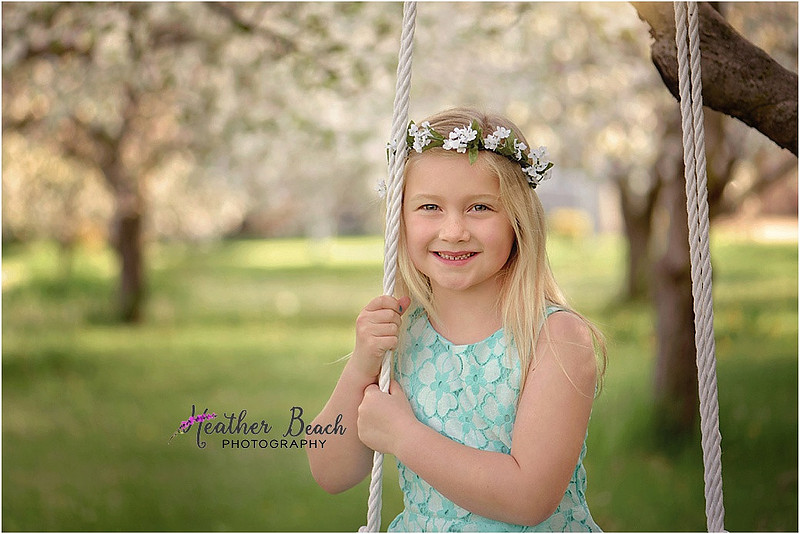 Sun Prairie child photographer, Madison child photographer, spring blossoms, teepee, swing