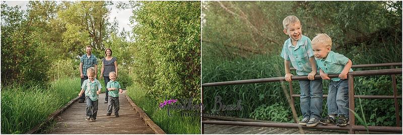 Family of 4, Sun Prairie family photographer, Sun Prairie portrait photographer, Sun Prairie child photographer, siblings, boardwalk, golden light photo session, 2 year old, 4 year old, siblings