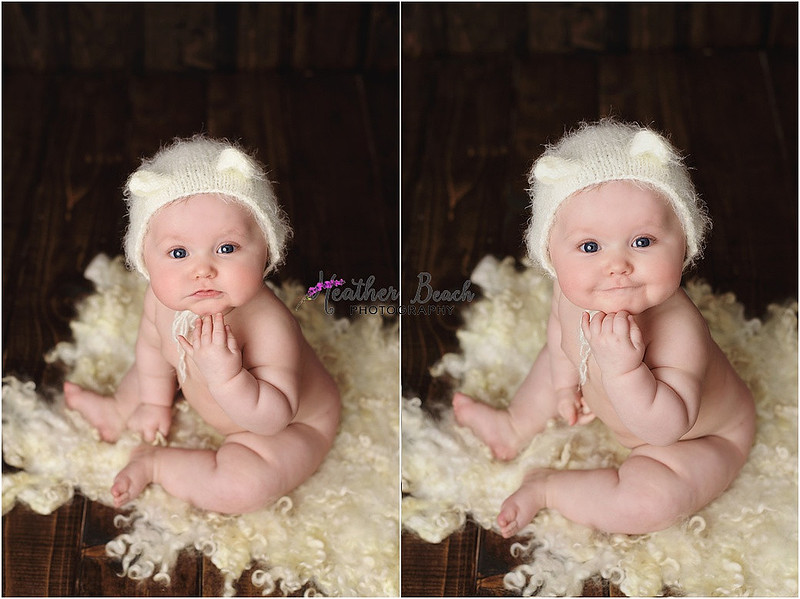 Sun Prairie baby photographer, Sun Prairie portrait photographer, Sun Prairie child photographer, Madison baby photographer, Madison portrait photographer, 6 month old, baby girl, halo headband, flowers, wood, cute baby, cute baby pics, studio photography, child photography, baby photography, Sun Prairie studio