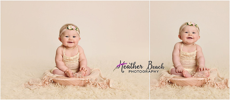 Sun Prairie baby photographer, Sun Prairie portrait photographer, Sun Prairie child photographer, Madison baby photographer, Madison portrait photographer, 6 month old, baby girl, halo headband, flowers, wood, cute baby, cute baby pics, studio photography, child photography, baby photography, Sun Prairie studio