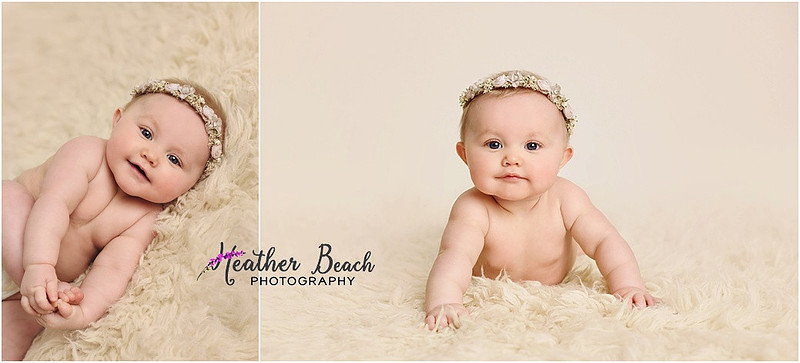 Sun Prairie baby photographer, Sun Prairie portrait photographer, Sun Prairie child photographer, Madison baby photographer, Madison portrait photographer, 6 month old, baby girl, halo headband, flowers, wood, cute baby, cute baby pics, studio photography, child photography, baby photography, Sun Prairie studio
