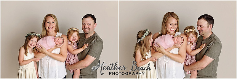 Baby girl, three girls, sisters, newborn with family, Sun Prairie newborn photographer, newborn photography, Sun Prairie portrait photographer, Madison newborn photographer, baby in pink